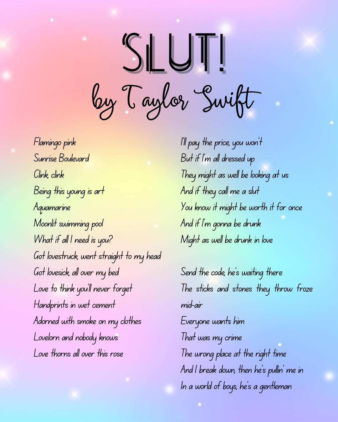 Lirik Lagu SLUT! oleh Taylor Swift